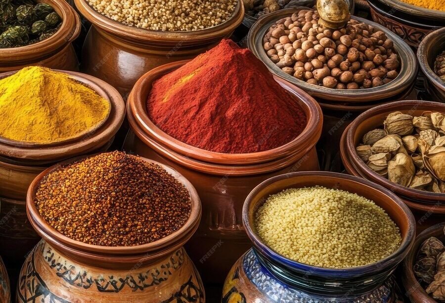 [freepicdownloader.com]-moroccan-cuisine-foods-assortment-background-filling-entire-image-large